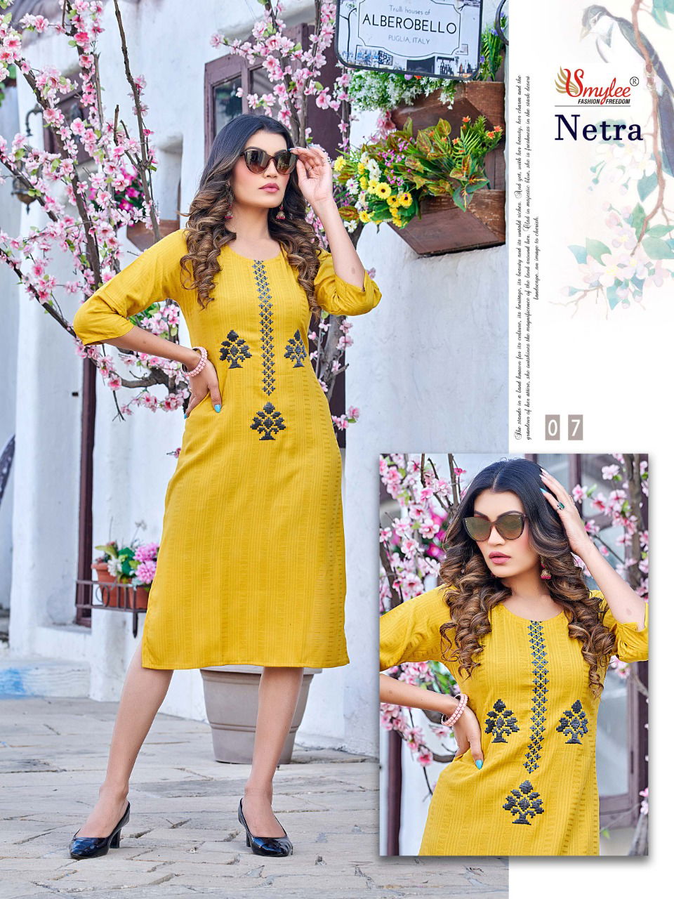 Rung Netra 01-08 Wholesale Embroidery Kurtis Catalog